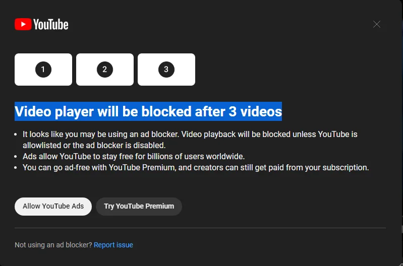 YouTube in Combat of Ad Blockers – Three Strikes and You’re Out