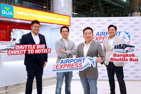 4 big alliances joining forces to launch the "bua airport express" airport shuttle bus round trip to suvarnabhumi