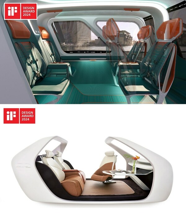 Urban Air Mobility Cabin Concept (top), Future Mobility Concept Seat (bottom)