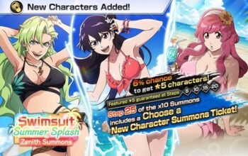 "bleach: brave souls" featuring new characters enjoying a vacation in swimsuits in the swimsuit zenith summons: summer splash is available from sunday, june 30
