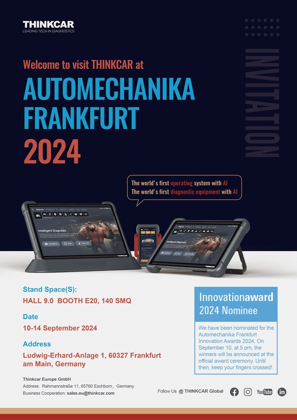 “Innovation Awards 2024 Nomination at Automechanika Frankfurt: Breakthroughs and Future of THINKCAR Tech”