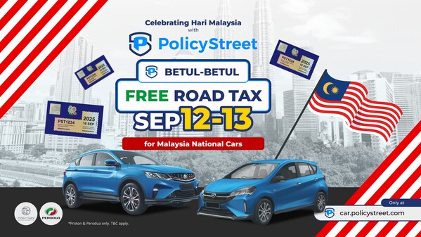 Keranamu Malaysia — PolicyStreet Offers FREE Road Tax to All National Cars for Malaysia Day